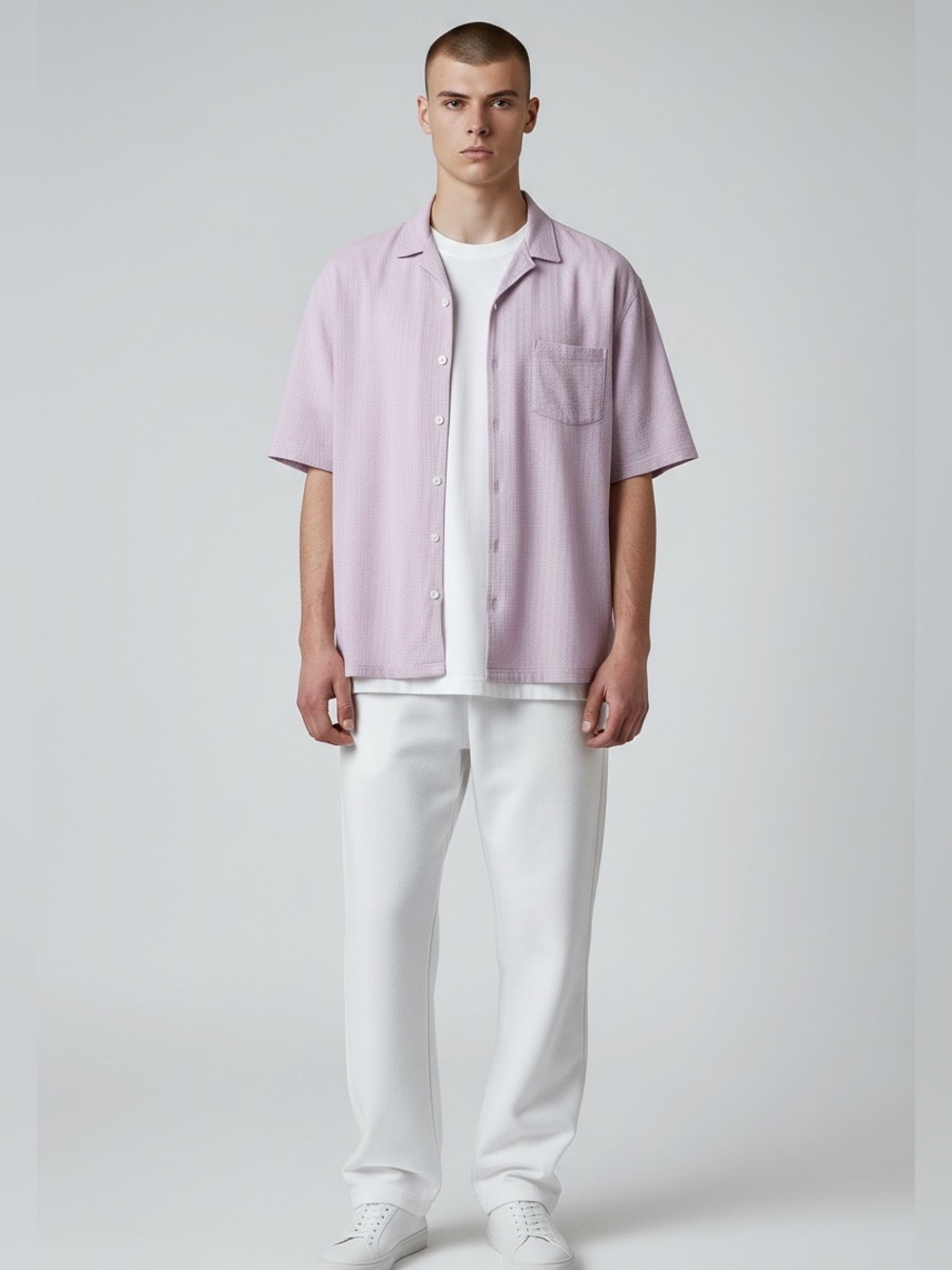 Goodfellow & Co. Men's XXL Light Purple Short Sleeve Button Up Shirt with Subtle